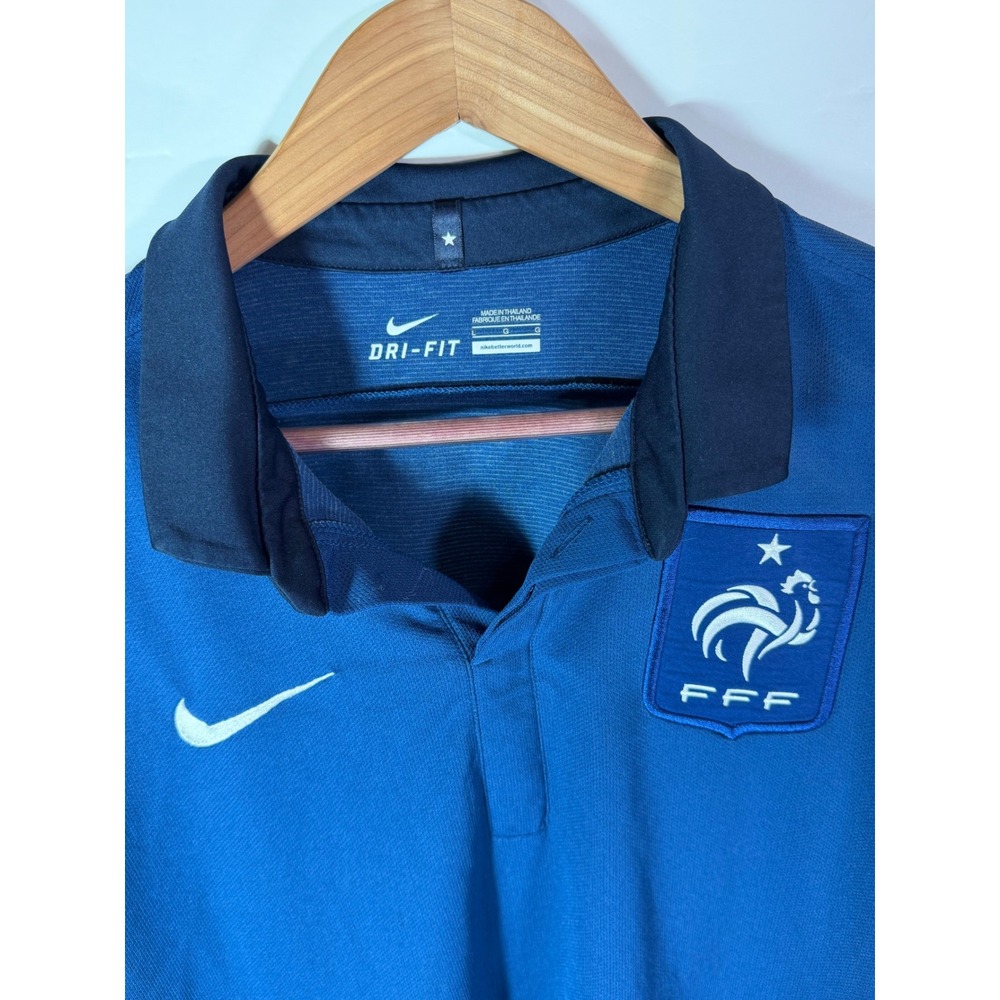 Nike France FFF Dri-FIT Soccer Polo Jersey Blue Mens Large National Team Soccer